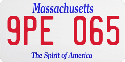 MA license plate 9PE065
