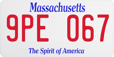 MA license plate 9PE067