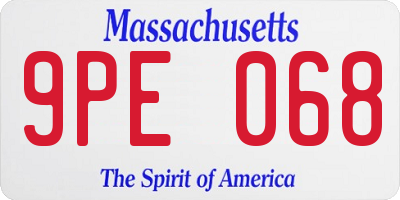 MA license plate 9PE068