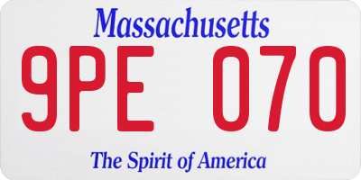 MA license plate 9PE070