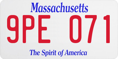 MA license plate 9PE071
