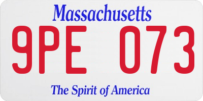 MA license plate 9PE073