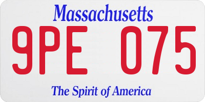 MA license plate 9PE075