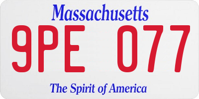 MA license plate 9PE077