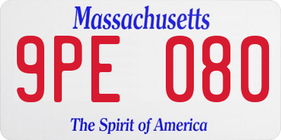 MA license plate 9PE080