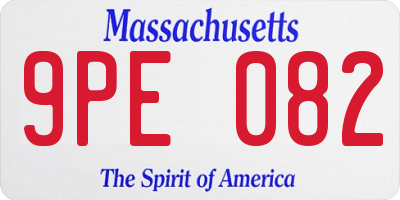 MA license plate 9PE082