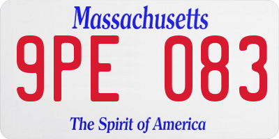 MA license plate 9PE083