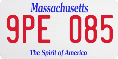 MA license plate 9PE085