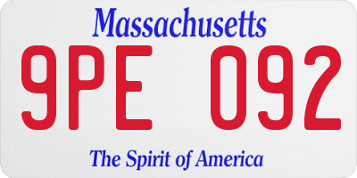 MA license plate 9PE092