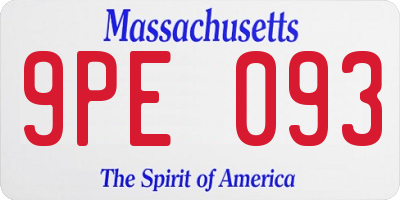 MA license plate 9PE093