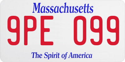 MA license plate 9PE099