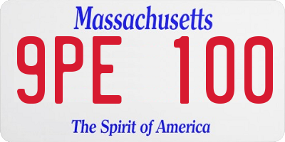 MA license plate 9PE100