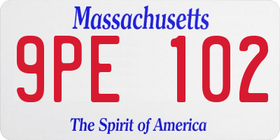 MA license plate 9PE102