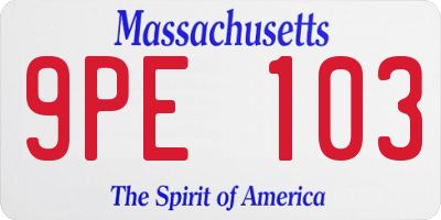 MA license plate 9PE103