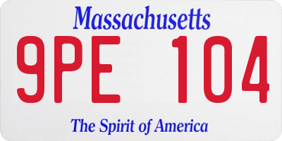 MA license plate 9PE104
