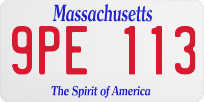 MA license plate 9PE113