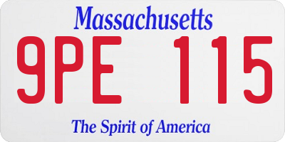 MA license plate 9PE115