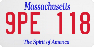 MA license plate 9PE118