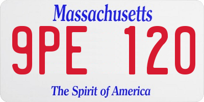 MA license plate 9PE120