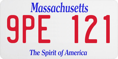 MA license plate 9PE121