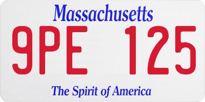 MA license plate 9PE125