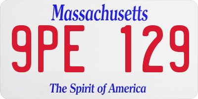 MA license plate 9PE129