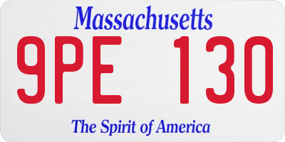 MA license plate 9PE130