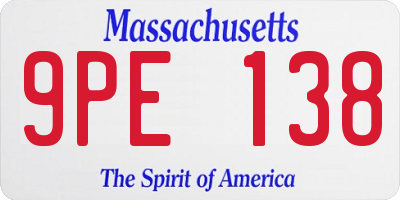MA license plate 9PE138
