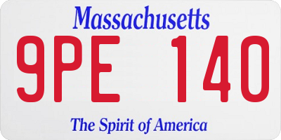 MA license plate 9PE140