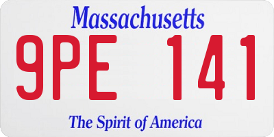 MA license plate 9PE141