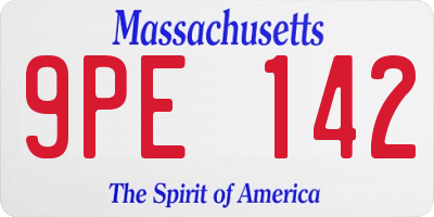 MA license plate 9PE142