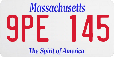 MA license plate 9PE145