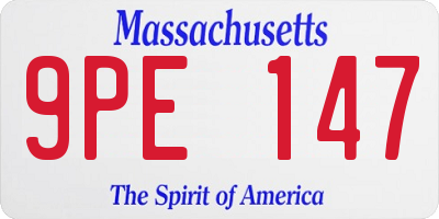 MA license plate 9PE147