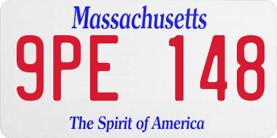 MA license plate 9PE148
