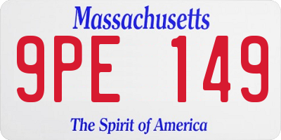 MA license plate 9PE149