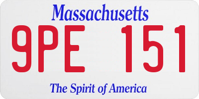 MA license plate 9PE151