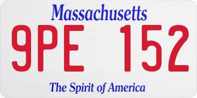 MA license plate 9PE152