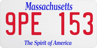 MA license plate 9PE153