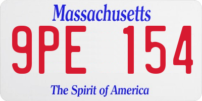 MA license plate 9PE154