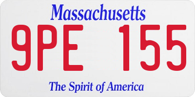 MA license plate 9PE155