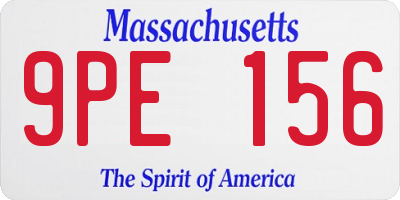 MA license plate 9PE156