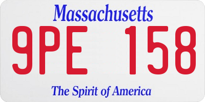 MA license plate 9PE158