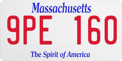 MA license plate 9PE160