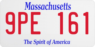 MA license plate 9PE161
