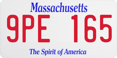 MA license plate 9PE165