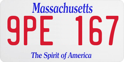 MA license plate 9PE167