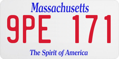 MA license plate 9PE171