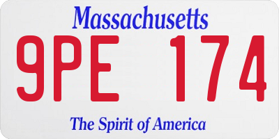 MA license plate 9PE174