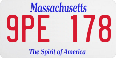 MA license plate 9PE178