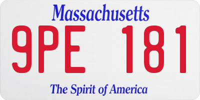 MA license plate 9PE181